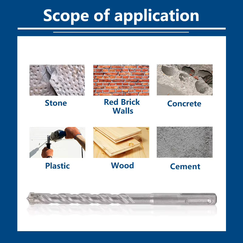 XCAN SDS Plus Bohrhammer Bohrer mit Kreuzspitze für Mauerwerk und Beton in Silber - Bild 3