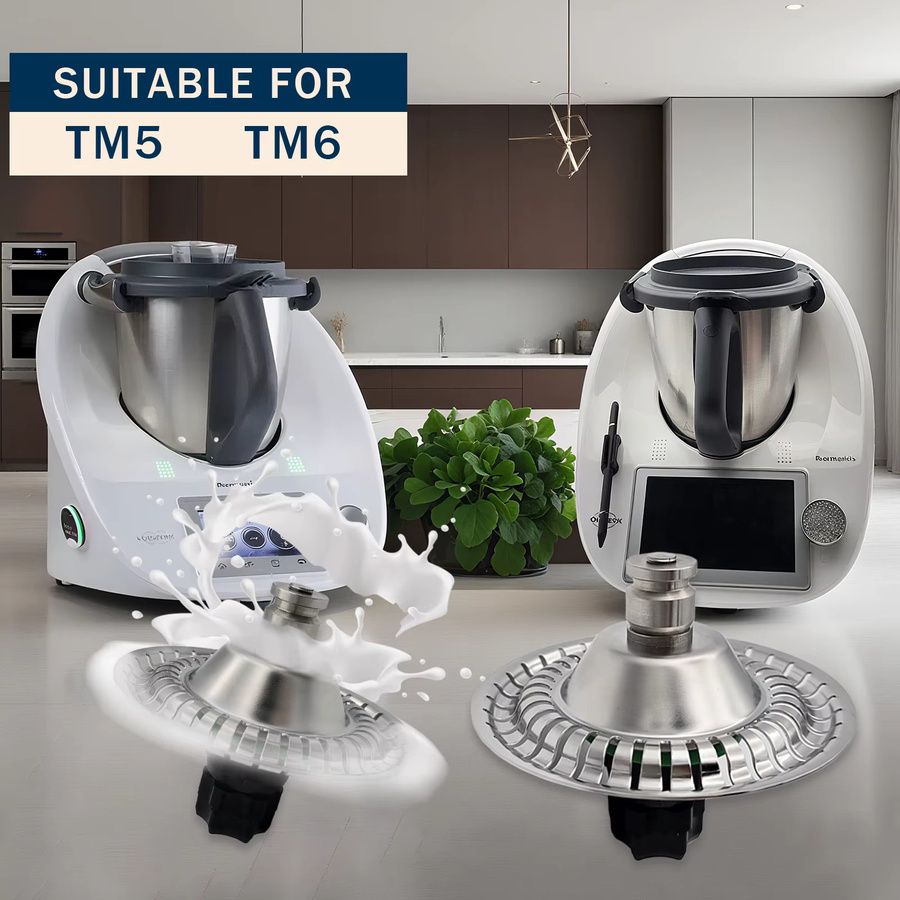 Milchaufschäumer-Aufsatz von Vorwerk kompatibel mit Thermomix TM5 und TM6 in Silber für Cappuccino, Latte Art und Milkshakes - Bild 6