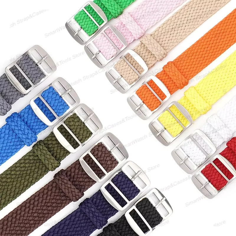 qinband Uhrenarmband Perlon, Nylon, Schwarz, Blau, Herren - Bild 3
