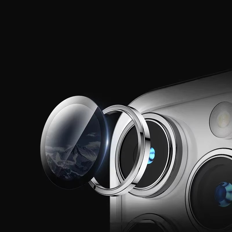 Kamera Schutz Set für iPhone 15 und iPhone 16 Pro Max mit Metallring und Objektivglas in Silber und Grün - Bild 4