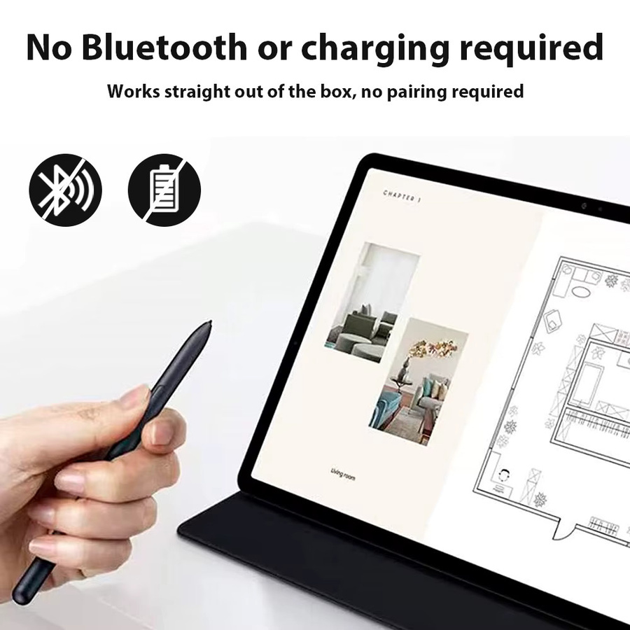 Samsung Stylus mit Radiergummi und Palm Rejection für Galaxy Tab S6 Lite S7 S8 S9 Tablets, Schwarz, inklusive 3 Spitzen - Bild 4