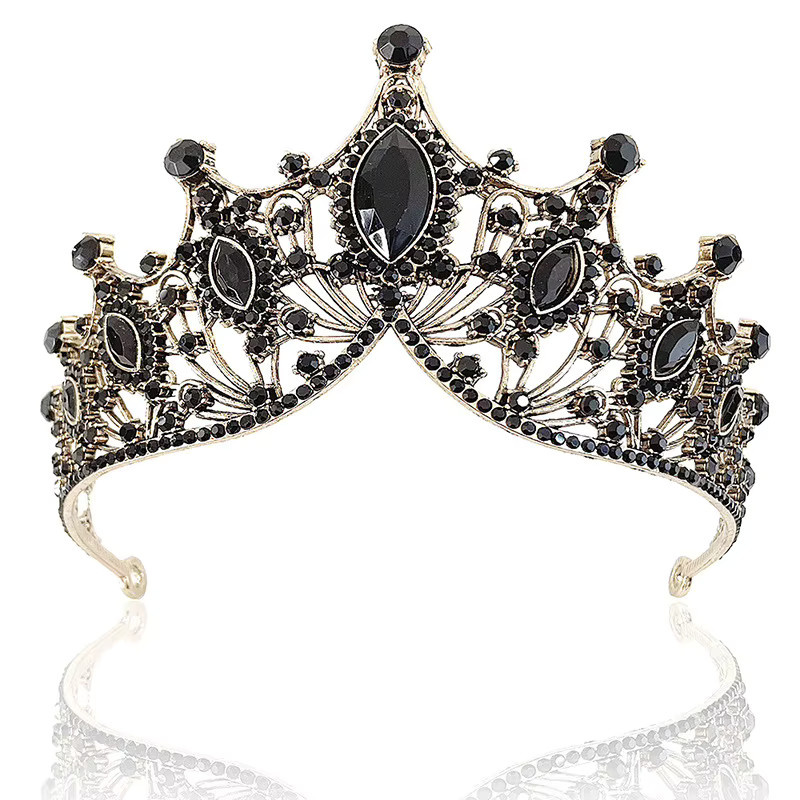 Tiara Krone, Schwarz, Strass, Barock, Prinzessin - Bild 2