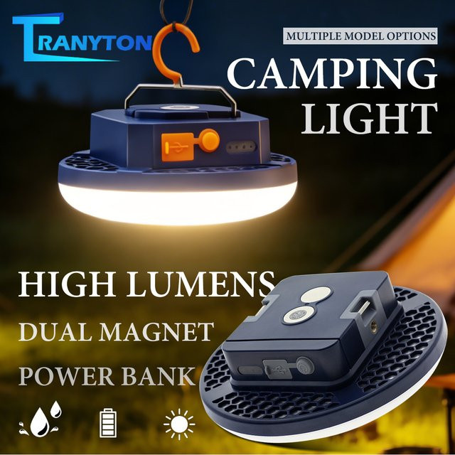 TRANYTON Wiederaufladbare Campinglaterne in Weiß mit Powerbank-Funktion, IP65 wasserdicht und 3 Beleuchtungsmodi - Bild 1
