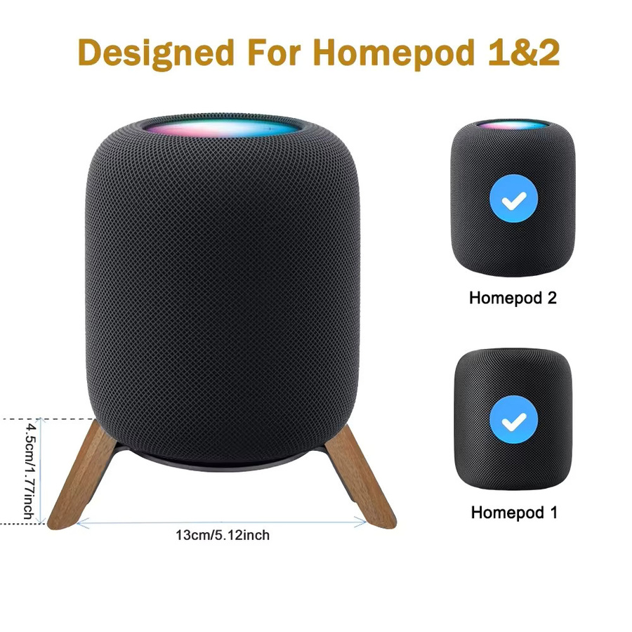 Massivholzständer für Apple HomePod 1. und 2. Generation in Braun, rutschfester Lautsprecherständer zur Vibrationsreduktion und Bassverbesserung - Bild 2