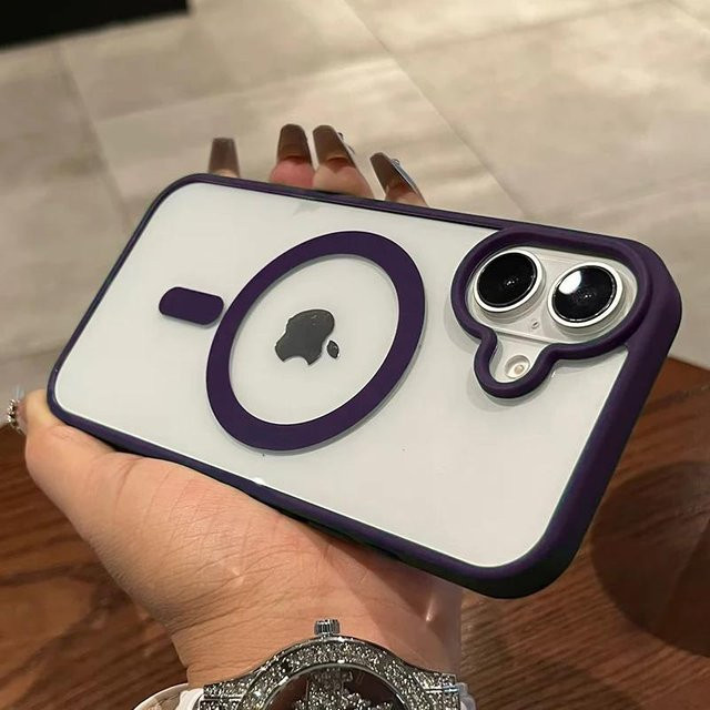 Yiran Bag Magnetische Transparente Acryl-Handyhülle für iPhone 16 15 14 13 12 11 Pro Max Plus mit MagSafe Unterstützung in Weiß - Bild 1