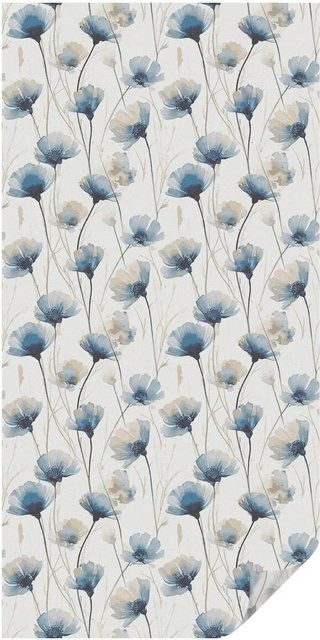 Tulup Fensterfolie mit blauem Blumenmotiv als selbstklebender Sichtschutz, Weiß, Breite: 50 cm, Höhe: 100 cm - Bild 1