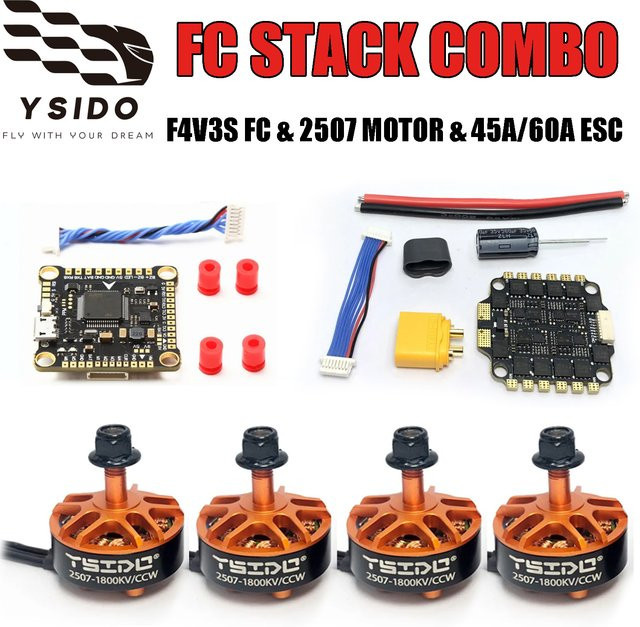 YSIDO F4V3S FC Flugcontroller 2507 Motor 45A 60A 4-IN-1 ESC Stack/Flytower Combo, Set / Bundle - Bild 1