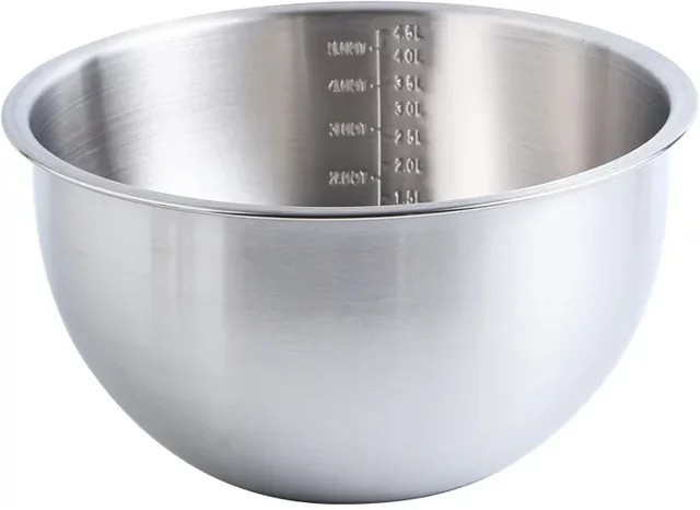 Set aus 3 hochwertigen Salat-Rührschüsseln aus Edelstahl 304 in Silber, runde Küchenschalen für Lebensmittel und Suppen - Bild 1