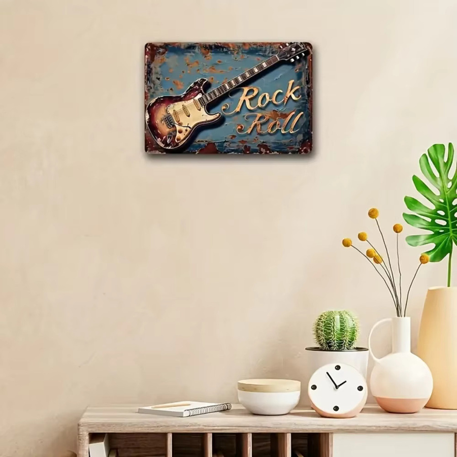 HELLOYOUNG Retro Rock Gitarre Metall Wanddekor für Home, Bar und Garage, B: 30,0 cm, H: 20,0 cm, T: 20,0 cm - Bild 3
