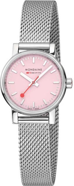 Mondaine Damenuhr, Quarz, Edelstahl, Pink, 26 mm, 3 ATM - Bild 1