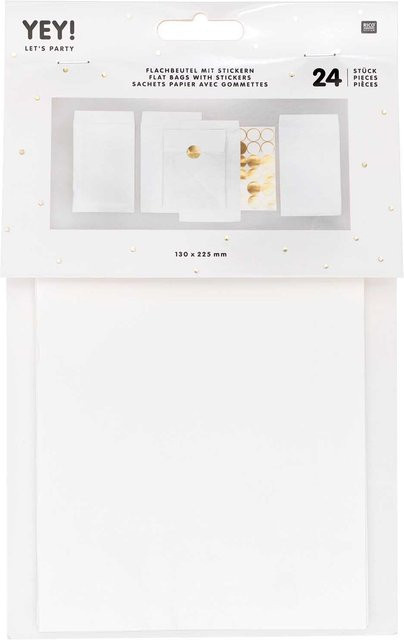 Rico Design Flachbeutel weiß aus Papier, 24 Stück, B: 13,0 cm, H: 22,5 cm - Bild 1