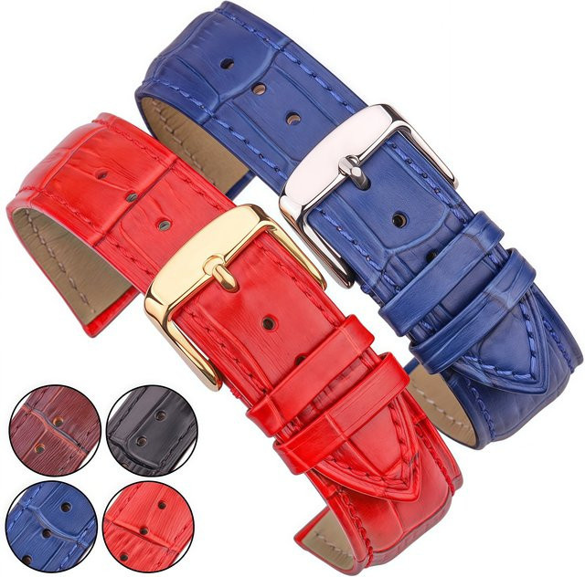 DUTRIEUX Uhrenarmband Leder, Krokodilmuster, Unisex, Schwarz - Bild 1