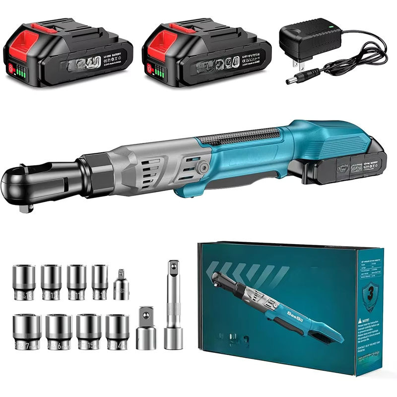 SEESII Akku-Ratschenschlüssel Set mit 3/8 Zoll, 90Nm Drehmoment, 21V Akku-Elektroschrauber inklusive 2 Li-Batterien für Auto-Reparatur-Werkzeuge - Bild 5