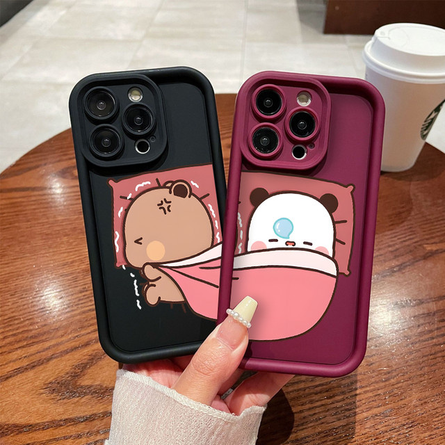 DUDU BUBU Paar Handyhülle für iPhone 11 12 13 14 15 16 Pro Max Mini X XS SE2 7 8 Plus Kreative Cartoon Softcover - Bild 1