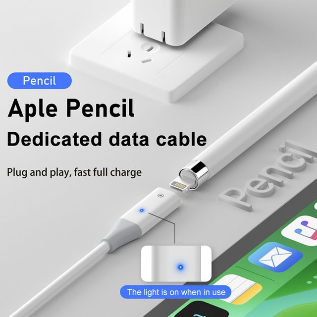 VAKIND USB-A auf USB-C Ladekabel mit Kontrollleuchte in Weiß für Apple Pencil Generation 1 - Bild 1