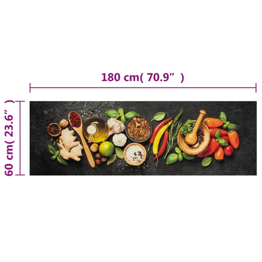 vidaXL Küchenteppich mit Gewürzmuster aus Samt, B/T: 60 x 180 cm - Bild 3