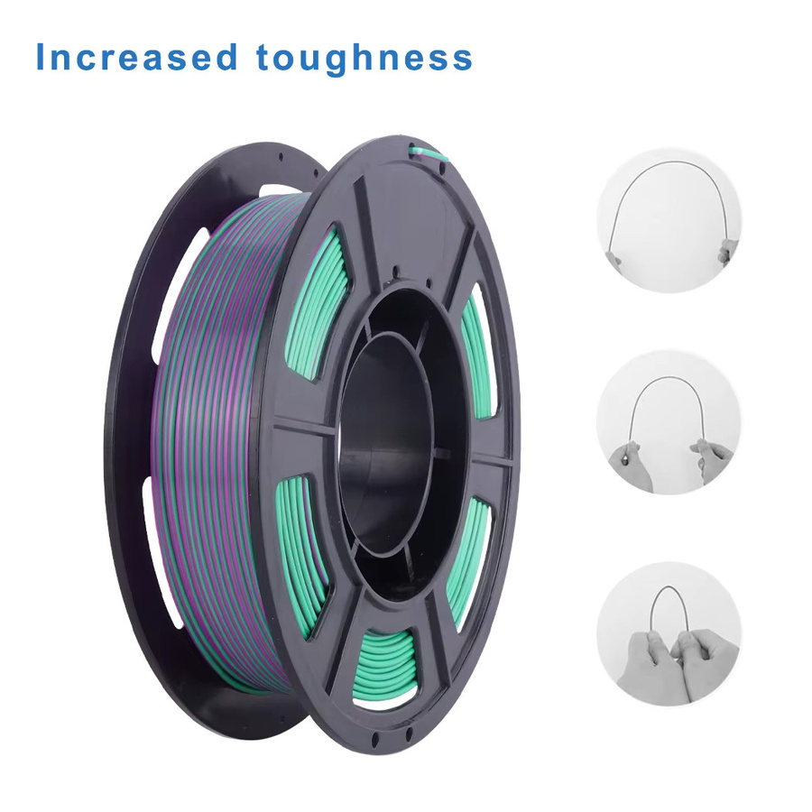 BING3D Seiden-PLA-Filament für FDM-3D-Drucker, zweifarbig lila-grün, Durchmesser: 1,75 mm - Bild 2