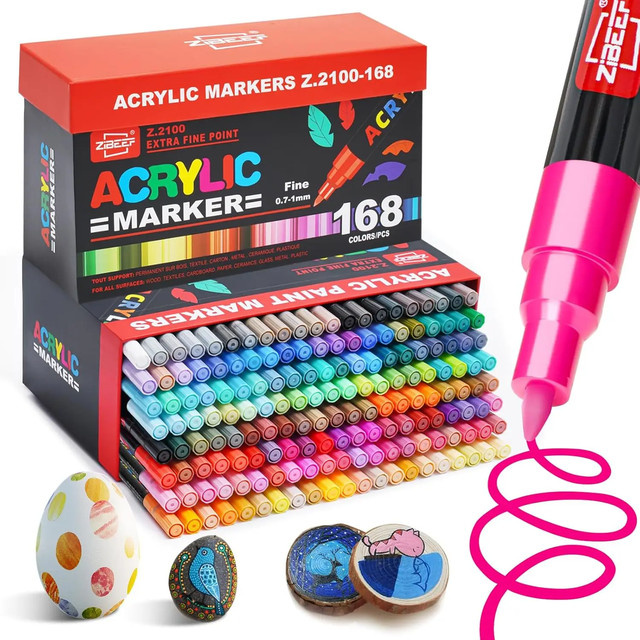 Hochpigmentierte Acryl-Malstifte in Multicolour für DIY-Kunstprojekte auf Holz, Metall, Kunststoff, Leinwand, Stoff, Glas, Keramik und Stein - Bild 1