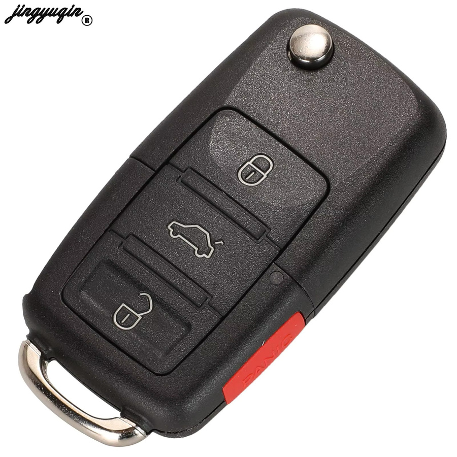 Jingyuqin Klappschlüssel mit ID48 Chip für VW und SEAT, 315/434MHz, Schwarz - Bild 3
