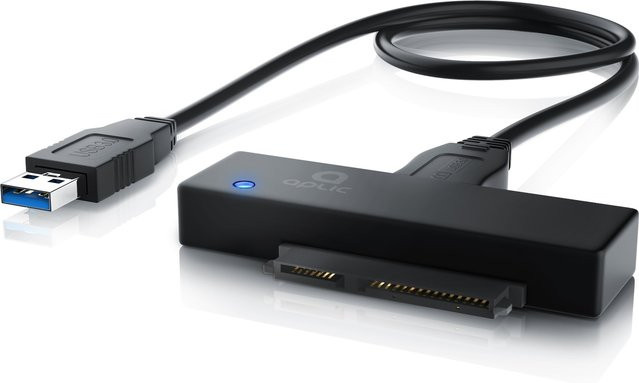 Aplic USB 3.0 zu SATA Konverter Kabel mit Netzteil für SATA 1/2/3 Festplatten und Laufwerke, Schwarz, UASP Unterstützung - Bild 1