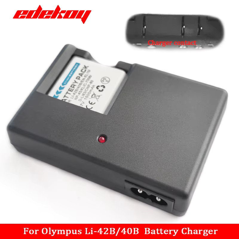 Olympus LI-40C Akkuladegerät in Schwarz für LI-42B, LI-40B, LI-41C, EN-EL10, NP-45, KLIC-7006, D-LI63 und CNP-80 - Bild 2