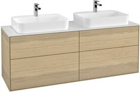 Villeroy & Boch Waschtischunterschrank Finion Wandmontage in Beige mit integrierter LED-Beleuchtung und Spiegelschrank, B/T/H: 160 x 50,1 x 50,1 cm - Bild 1