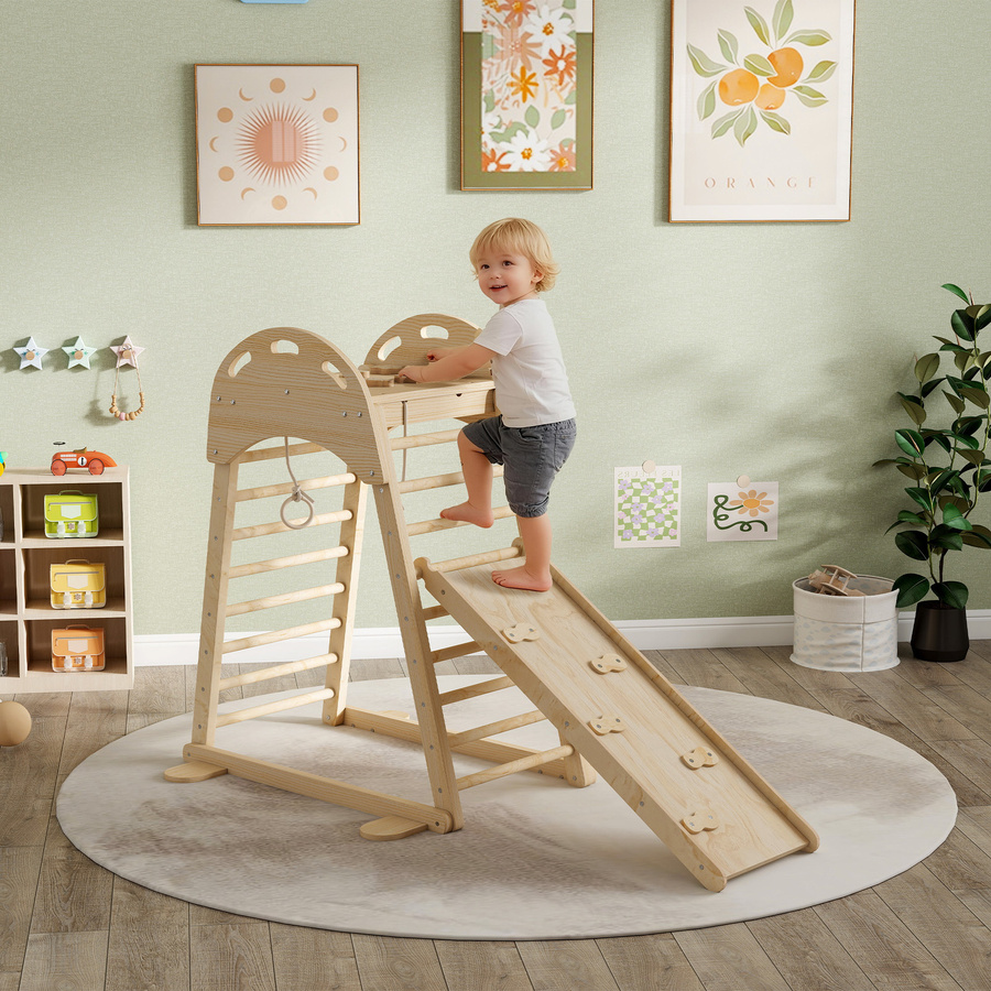 Aosom Montessori Kletterdreieck, Kletterrahmen aus Holz, ab 1,5 Jahre - Bild 2