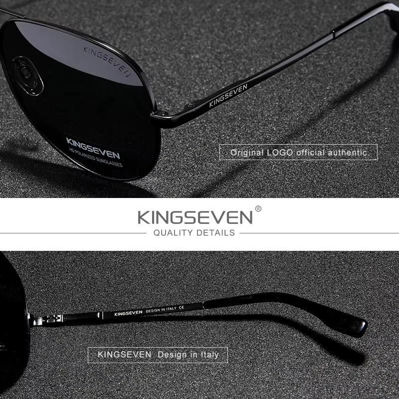 KINGSEVEN Sonnenbrille Aviator, Aluminium, Vollrand, schwarz, Herren - Bild 2