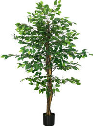 HOMCOM Künstlicher Ficus Kunstbaum mit Übertopf und Kunstmoos, Grün, Höhe: 150 cm - Bild 1