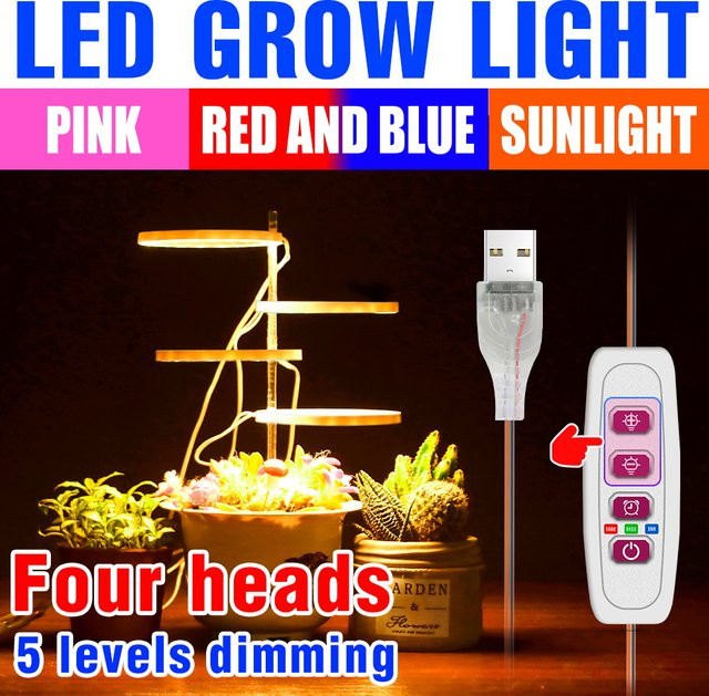 CanLing LED Indoor-Wachstumslampe mit Vollspektrum, dimmbar und Timer, USB DC5V, Weiß - Bild 1