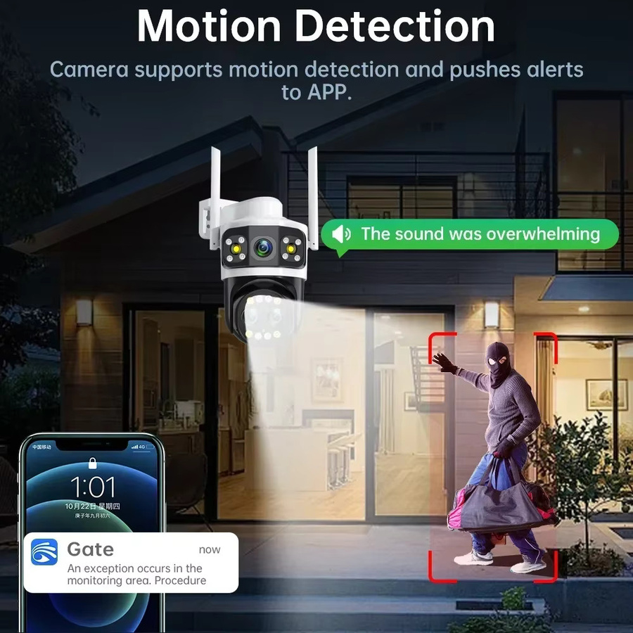 DIFANG Outdoor WIFI Überwachungskamera mit 6K 8MP Drei-Objektiv-System, 10X Zoom, Menschlicher Erkennung und Dual-Bildschirm in Weiß - Bild 5