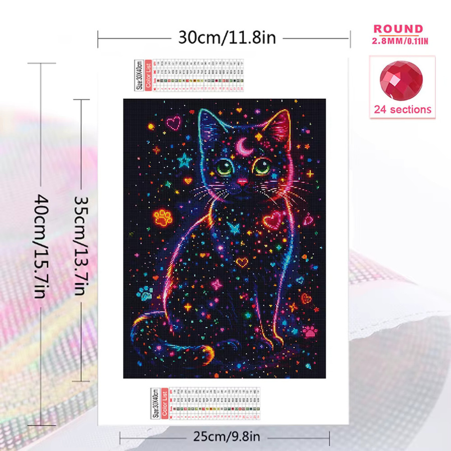 Evershine Diamantmalerei Katze mit Liebesherz DIY-Set als quadratisches Mosaik-Bild in Multicolour, B/H: 30 x 20 cm - Bild 2