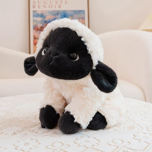 Kawaii Liegende Schaf Plüschtier, Kuschelkissen, 45cm, ab 14 Jahren - Bild 1