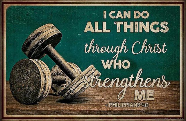 Cusde Motivationsschild aus Aluminium I Can Do All Things Through Christ für dein Workout und zur Dekoration deines Fitnessraums - Bild 1