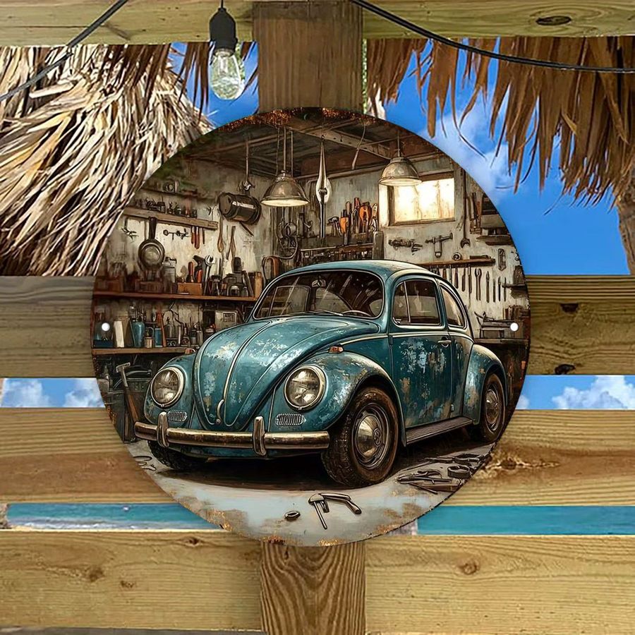 Rundes Metallschild Potdemiel Blue Beetle Vintage Aluminium Kunstschild Durchmesser: 20 cm - Bild 2