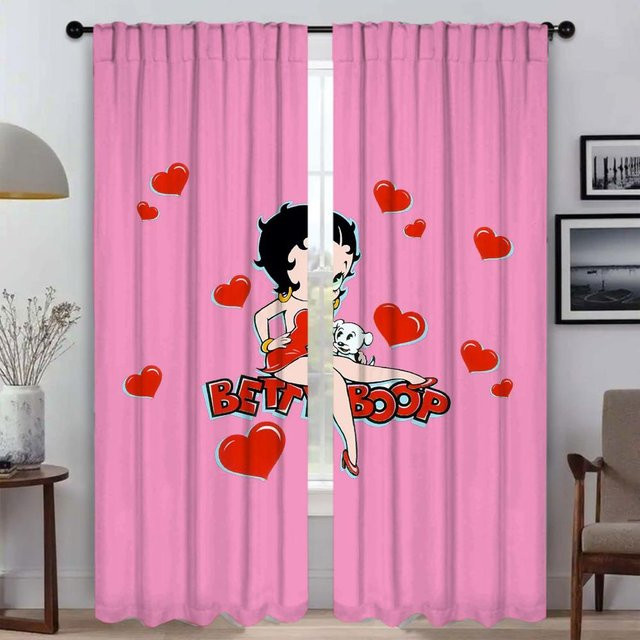 B-bettys BoopS Tüll-Fenstervorhang für das Schlafzimmer, 2 Paneele, Pink, Breite: 50 cm, Höhe: 70 cm - Bild 1