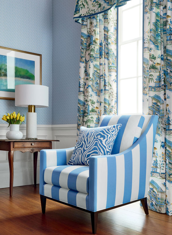 Thibaut Tapete Holiday Trellis in Blau mit geometrischem Abstract-Muster als Vliesrollen-Tapete - Bild 2