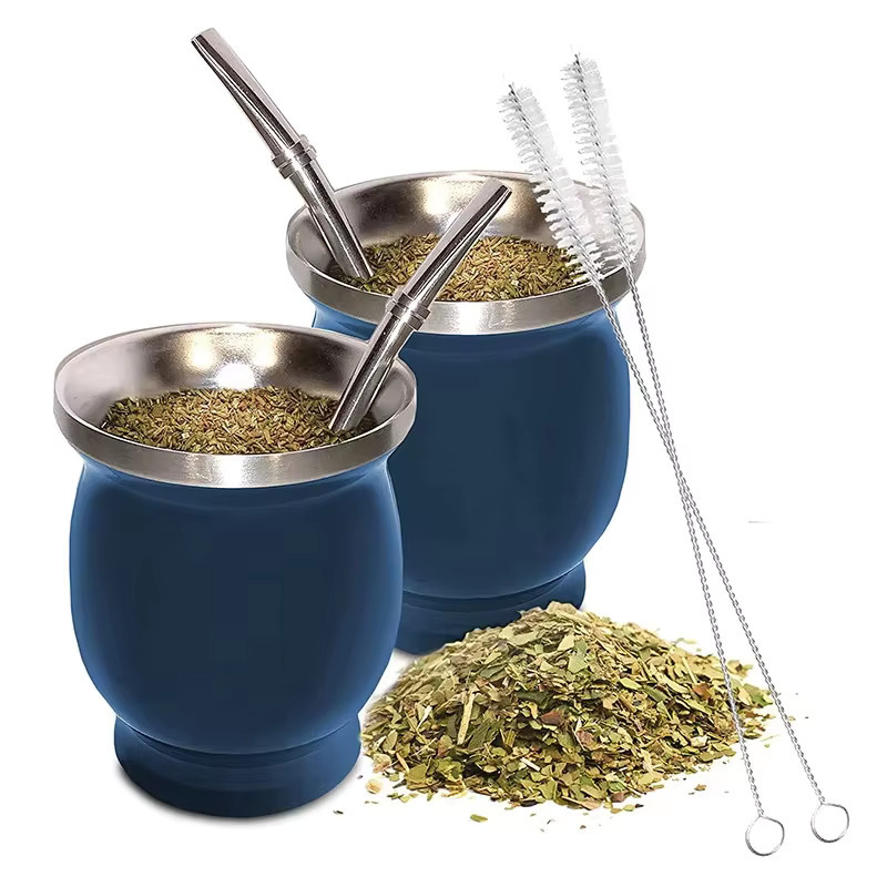 Untior Mate-Becher Set aus doppelwandigem 304 Edelstahl in Schwarz mit Bombillas und Reinigungsbürste, 230 ml - Bild 5