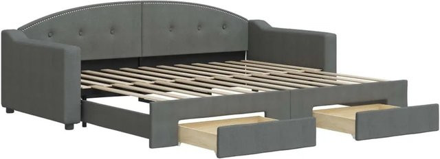 vidaXL Tagesbett Ausziehbar mit Schubladen in Dunkelgrau, B/T/H: 90 x 200 x 75 cm - Bild 1