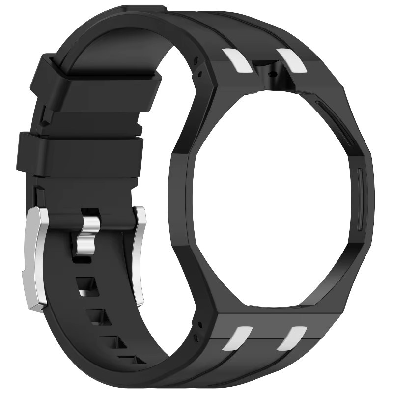 JBAILI Uhrenarmband Silikon, Schwarz - Bild 2