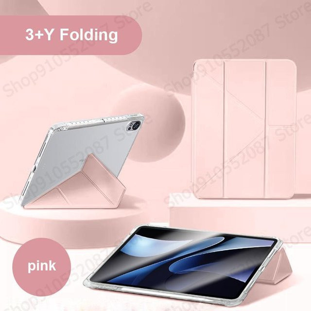 Samsung Galaxy Tab S11 Hülle Smart Folio aus PU-Leder mit Stifthalter und Acryl Hartschale in Rosa - Bild 1
