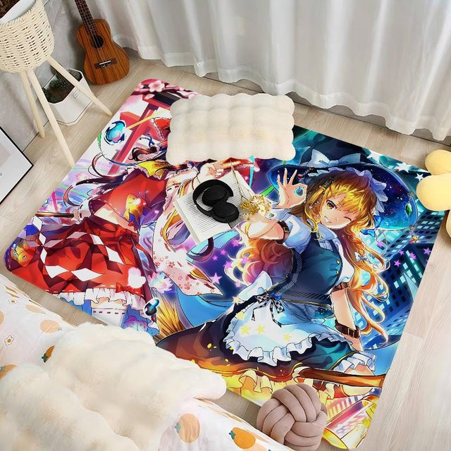 Touhou Project Bodenteppich mit Streifenmuster, rutschfest und wasserabsorbierend, Mehrfarbig, B: 60 cm, T: 40 cm - Bild 1