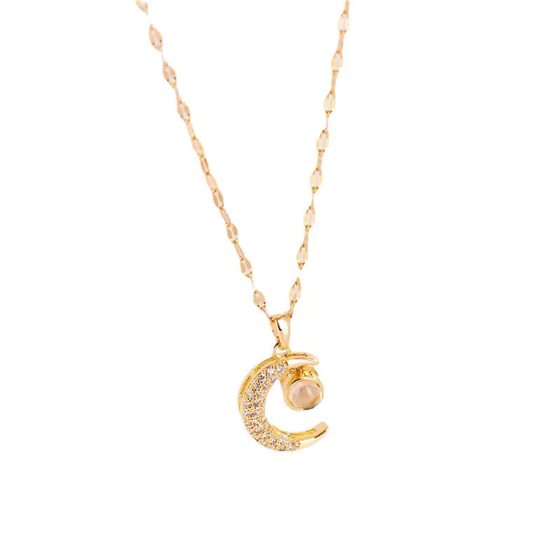 Marisa Halskette, Mond Anhänger, Edelstahl, Gold, Damen - Bild 4