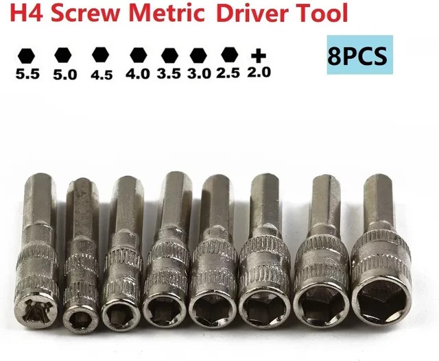 8er Set H4 Innensechskant-Schraubendreher Bits mit 5,5 mm Sechskantschaft in Silber - Bild 1