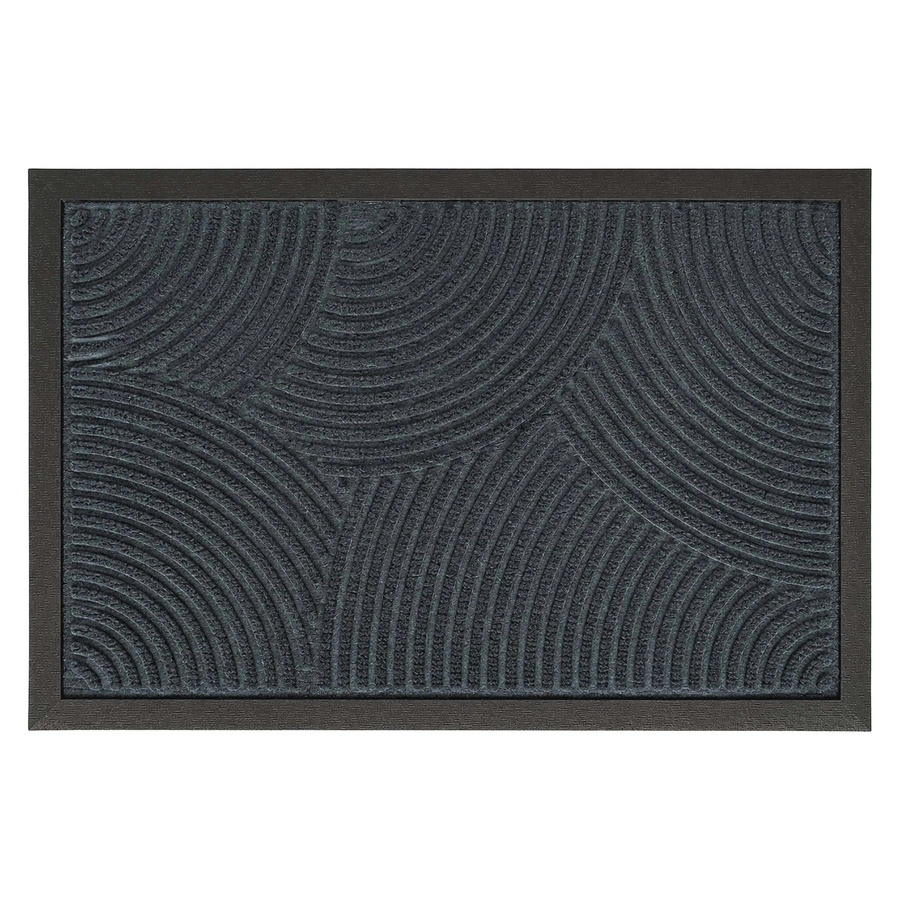 Relaxdays Fußmatte aus Polypropylen in Grau mit Wellenmuster und rutschfester Gummikante, B/T/H: 60 x 40 x 1 cm - Bild 2