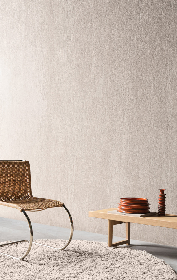 Omexco Tapete Elemental PU401 in Beige und Weiß mit Textur im minimalistischen Design - Bild 1