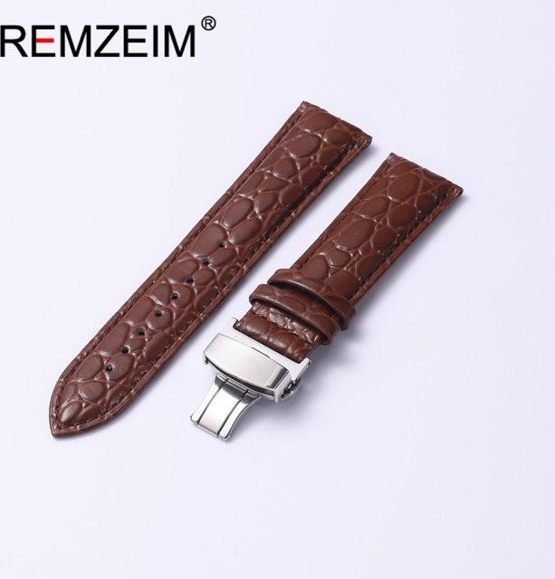 REMZEIM Uhrenarmband Krokodilmuster PU-Leder, Herren, Silber - Bild 1