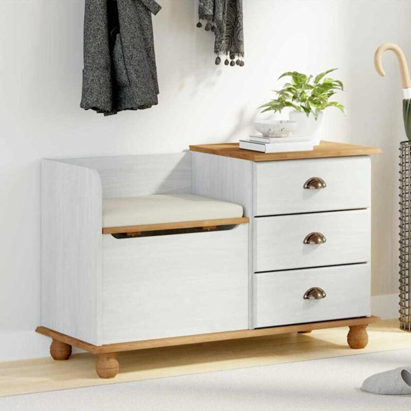 Aufbewahrungsbank ASKIM von VD Home Furnishing in Weiß mit Schuhregal, B/T/H: 100 x 39 x 62 cm - Bild 1
