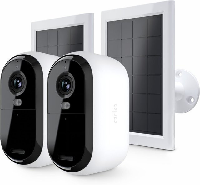 Arlo Essential 3 2K Sicherheitskamera Set mit 2 Überwachungskameras und 2 Solar Panels in Weiß - Bild 1