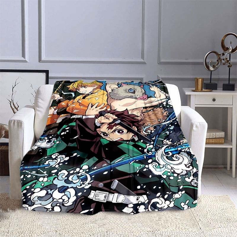 Anime Demon Slayer Flanell-Decke, superweich und warm, Mehrfarbig, B/T: 130 x 150 cm - Bild 3
